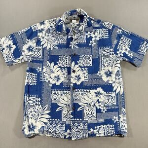 Vintage Blue Hawaii Blue Floral Button Down Short Sleeve Shirt Men's Medium